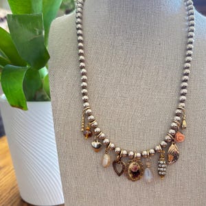 Upcycled Sterling Silver Ball Necklace with Mixed Charms