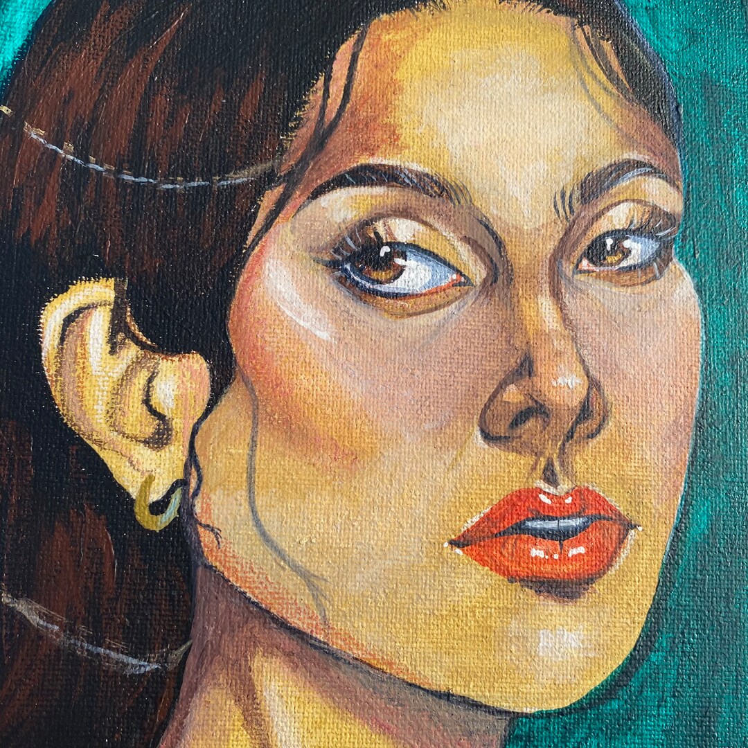 Original One of A Kind Painting of a Woman Looking Right Etsy