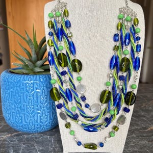 Vintage Glass Bead Multi Colored and Multi Strand Beaded Necklace