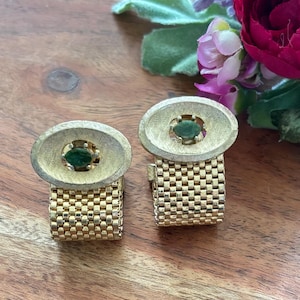 Vintage Dante Green Jade Wrap Around Cuff Links, Men’s Jewelry