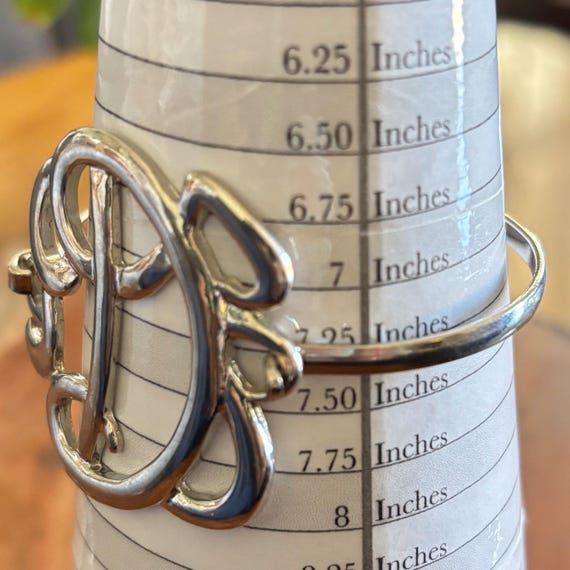 Vintage Silver Tone Initial D Scroll Bracelet - image 4