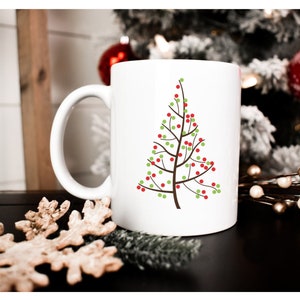 Tazza in ceramica semplice albero di Natale 11oz - Tazza uomo di neve - Tazza natalizia - Regalo di Natale - Tazze di Natale - Tazze della vigilia di Natale - Tazza di Natale