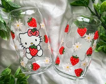 Fresas Hello Kitty- Vaso de Cristal- Café Helado y más