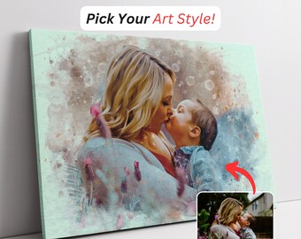 Custom Painting From Photo, Family Portrait Mothers Day Gift Picture To Painting, Personal Portrait, Family Photo Painting Gift For Mom Her