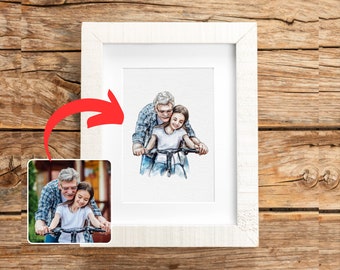 Benutzerdefiniertes Muttertagsgeschenk Aquarellporträt vom Foto für Mama, Familienmalerei vom Foto, Paarporträt personalisiertes Fotogeschenk für sie