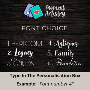 Custom font options when ordering a portrait