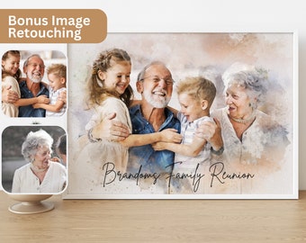 Aangepaste schilderij van foto, gepersonaliseerde aquarel familieportret Memorial Gift, paar portret, persoon toevoegen aan foto cadeau kunstzinnig portret