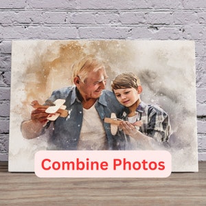 Combine Photo To Portrait, Add Loved Ones, Combine Pictures To Custom Memorial Portrait From Photo Gift, Parents Portrait Family Photo Gift