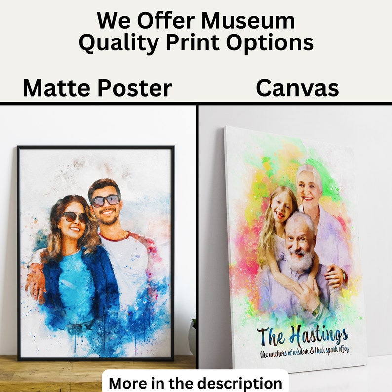 Portrait print options: canvas and poster