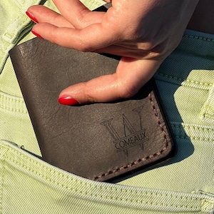 Cartera de cuero personalizada, Cartera de cuero genuino, Cartera minimalista personalizada, Regalo para papá, Carteras de regalo para él, Cartera de diseño minimalista