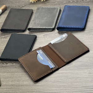 CARTERA DE CUERO, Regalo para papá PERSONALIZADO, Cartera de tarjeta de crédito minimalista, Cartera delgada, Regalo para papá, Cuero de grano superior unisex