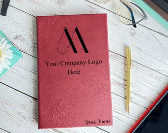 Personalized logo Journal, Business gift,  Engraved Leather Notebook, Custom Leather Journal, Personalized Notebook, Personalized Diary