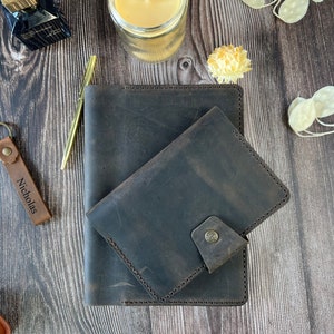 Refillable journal cover A6 Personalized genuine leather Sketchbook Business Padfolio Custom Leather Portfolio travel size journal