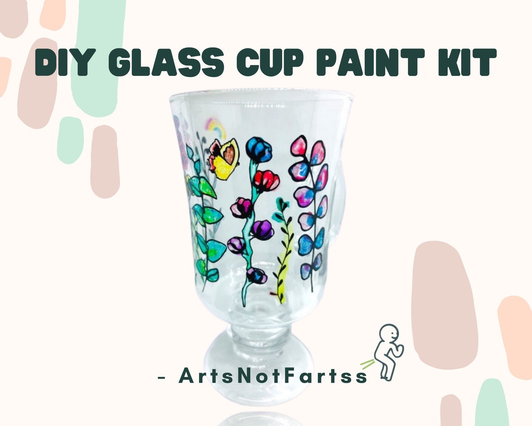 DIY Glass Cup Paint Kit Stained Glass Paint Kit Floral Etsy