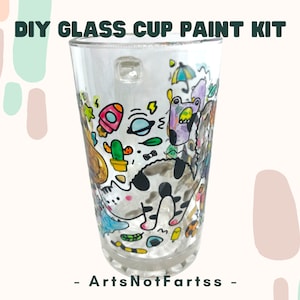 DIY Glasfarben Kit / Glasmalen Kit / Glas Tassen Bastelset / Paare Bastelset Bemalte Tassen / Kawaii Ästhetik