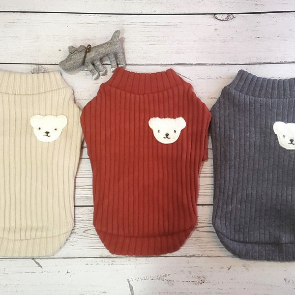 Bär Gesicht Rippenstrick Pullover | Pullover für Kleine Hunde | Kostenloser Versand für Bestellungen über CA90