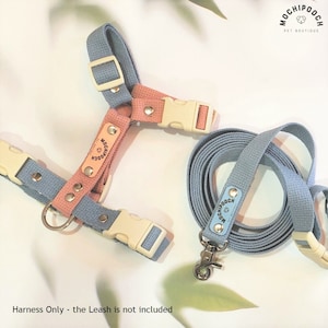 Dog Harness (Leash NOT included) 100% Cotton & Vegan Leather H-Harness for small medium dogs Adjustable Harness for Puppy Dog Gifts