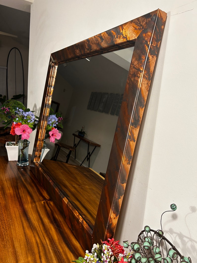 Copper Vanity Mirror, Bathroom Mirror, Copper Wall Mirror, Office Wall Decor, Custom Frame, Farmhouse Decor, Large Wall Mirror, Unique Decor zdjęcie 1