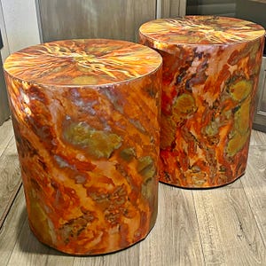 Hammered copper drum accent table, unique round copper end table, one-of-a-kind modern copper end table, copper home decor, made by hand