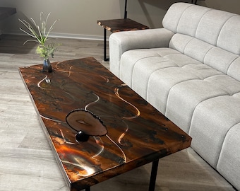 Modern Copper Coffee Table, Handmade Copper Cocktail Table, Metal Furniture, Eclectic Home Decor, Copper Decor for home or office