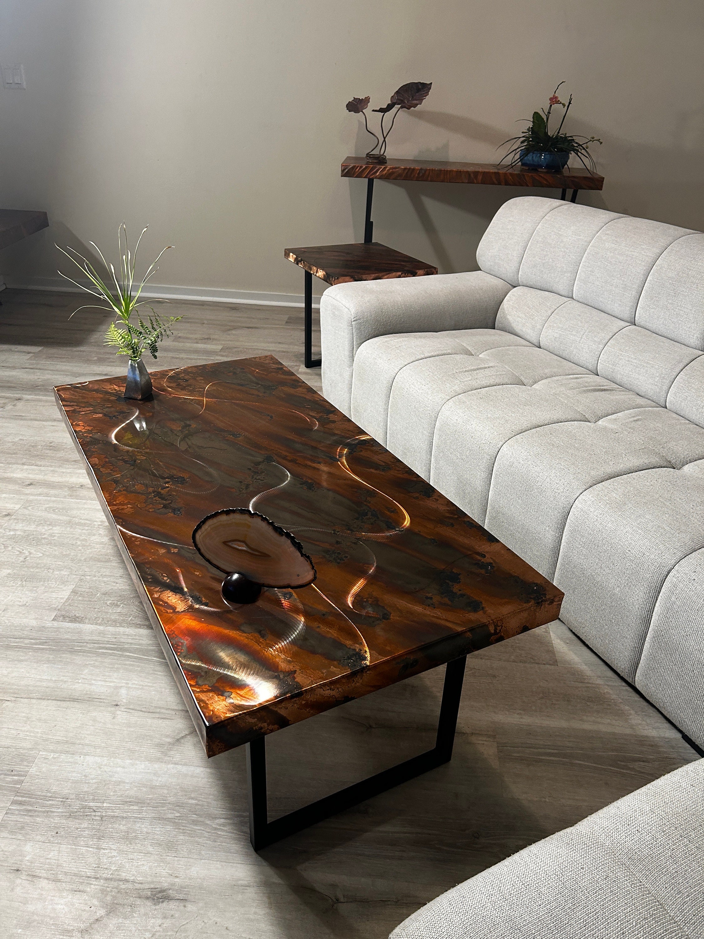 Modern Copper Coffee Table, Handmade Copper Cocktail Table, Metal Furniture, Eclectic Home Decor, Copper Decor for home or office