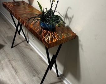 Copper and Steel Modern Metal Console Table