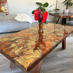 Hammered Copper Table, Modern Coffee Table, Metal Art, Modern Home Decor, Unique Coffee Table, Boho Home Decor, Unique Home Decor