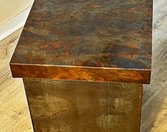 Copper and Steel Cube, Square Copper End Table, Side Table, Sofa Table, Modern Office Decor, Unique Living Room Home Decor, Modern Copper