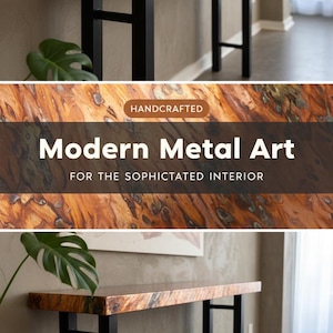 Handmade Copper & Steel Console Table - Modern Abstract Art for Contemporary Home Decor
