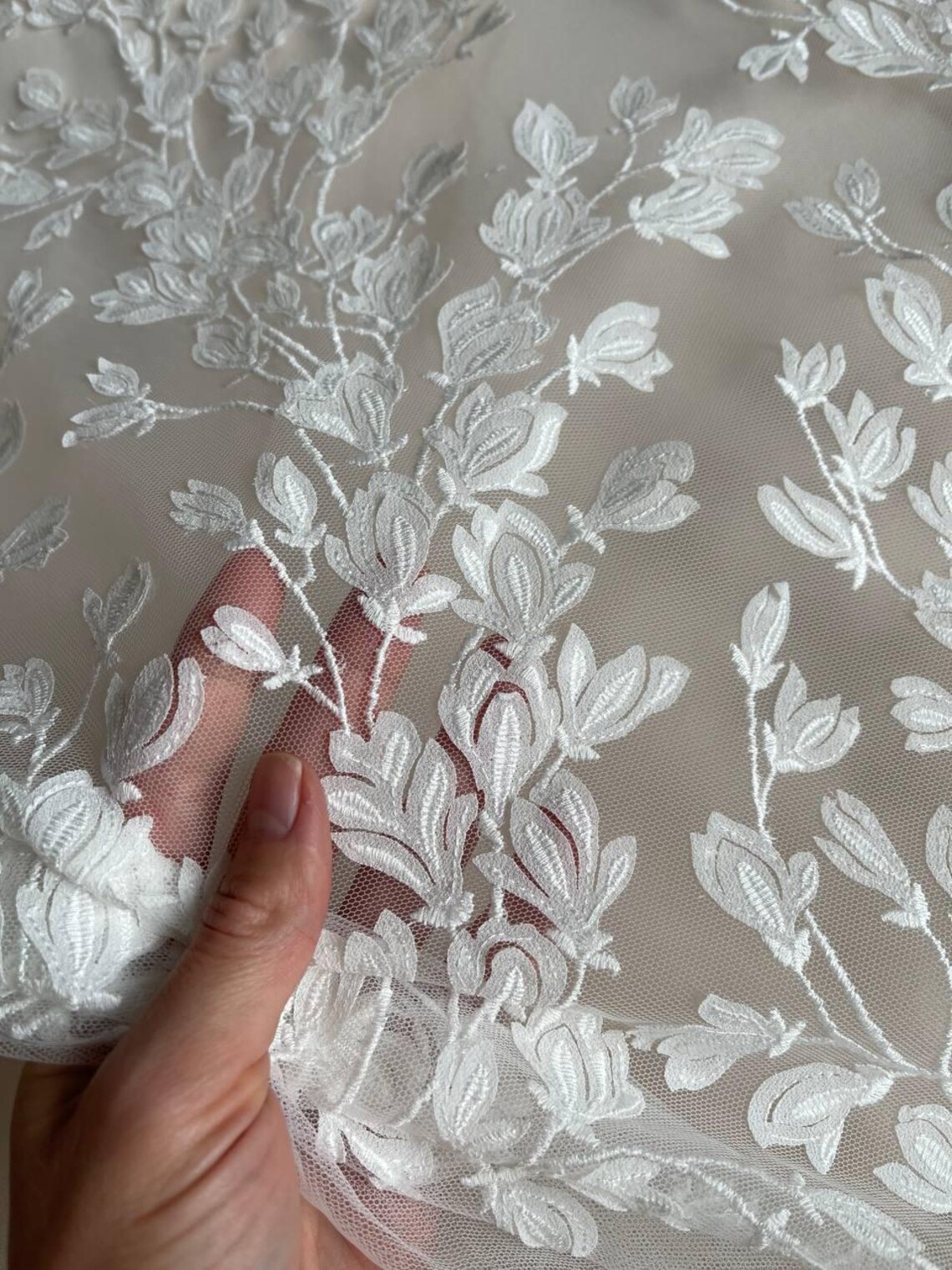 Delicate Bridal Lace in Off-white, Made on Soft Mesh. Material With a ...