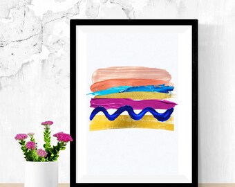 Abstract Art, abstract art print, contemporary art, modern art, colorful wall art, colorful print, bedroom wall art, line art print,