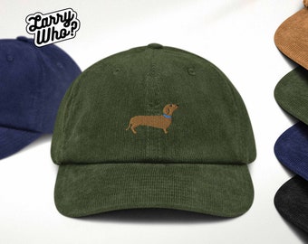 Cord cap with embroidered dachshund | Unisex cotton hat with embroidery motif | Dog fan, nature, hunting dog, love of animals, leisure, pet, dachshund