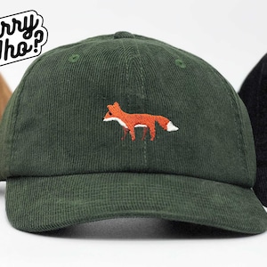 Corduroy cap with embroidered fox | Unisex cotton hat with embroidery motif | vixen, reynard, red fox, forest, animal love, nature, hiker