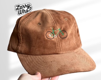 Czapka kolarska z haftem sztruksowym | Czapka unisex z bawełny do jazdy na rowerze szosowym | Sportowy design, ręcznie robiona, czapka kolarska, prezent dla kolarza, lato