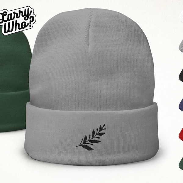 Beanie mit gestickter Farn Pflanze | Unisex Mütze für Naturfreunde, Pflanzenliebhaber & Botaniker | Grün, Wald, Flora, Frisch, Luftig, Zweig