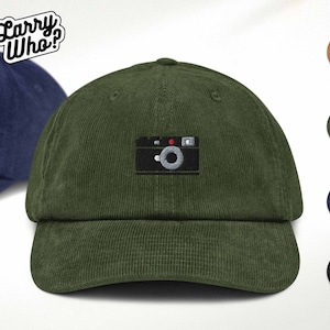 Corduroy cap with embroidered camera | Unisex cotton hat with embroidered motif | Analog camera, SLR, photo camera, photography lover
