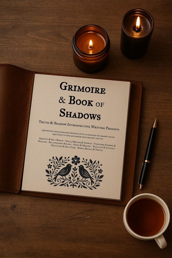 Printable Grimoire & Book of Shadows Truth And Shadow Introspective Writing Prompts