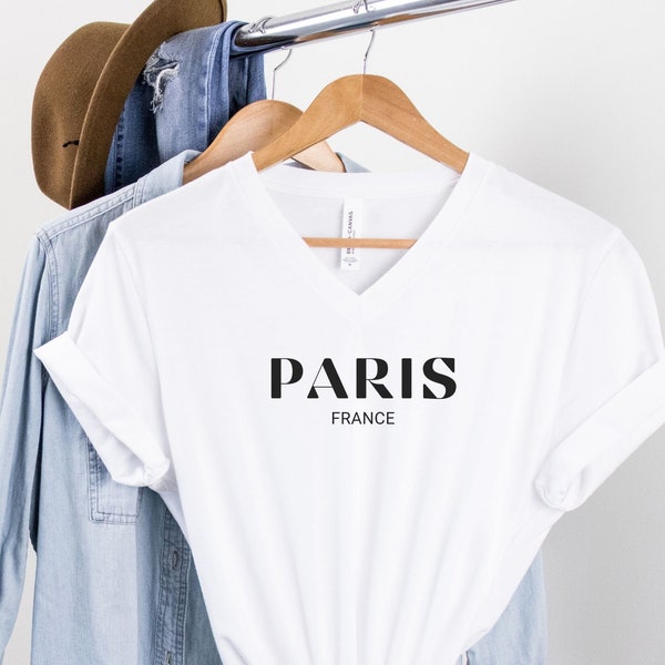 V-Neck Paris Shirt, Vacation in Paris, Gift for Travel Lover, Paris Trip Tee, Fashion Shirt, Fashion Lover Gift, Europe Trip, Paris Clothing