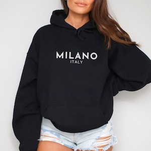 Milano Italy Minimalist Hoodie, Italy Clothing, Matching Hoodies, Italy Travel Gift, City Hoodie, Milano Trip Fashion Hoodie, Italy Vacation