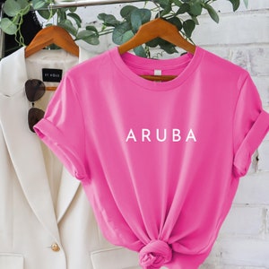 Aruba Shirt, Vacation In Aruba Tee, Aruba Clothing, Travel Capsule Shirt, Girls Trip Matching Tees, Modern Minimalist Clothing, Vacation Top