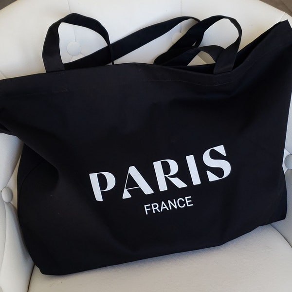 Paris France Tote Bag, Travel Capsule, Organic Cotton Shopping Tote Bag, Fashion Girl, Eco-friendly Gifts, Womens Tote, Vacation Fashion Bag