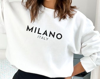 Milano Italy Crewneck Sweatshirt, Minimalist Travel Fashion Top