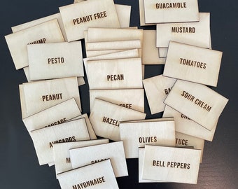 Wooden Buffet Cards, food labels, food name sign - a la cart