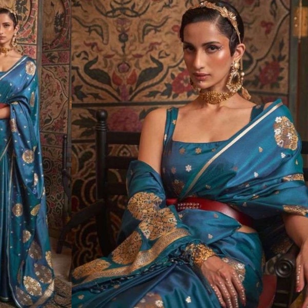 Womens Premium Fashion Ethnic Turquoise Blue Color Saree-MLSHWSA2138TQB0ONE main image 1