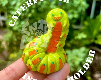Handmade Caterpillar Sculpture Incense Holder  – Whimsical Bug Art Collectible
