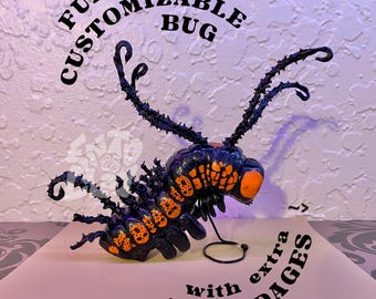 CUSTOM Bug Art Insect Model Sculpture Display with Embellishments