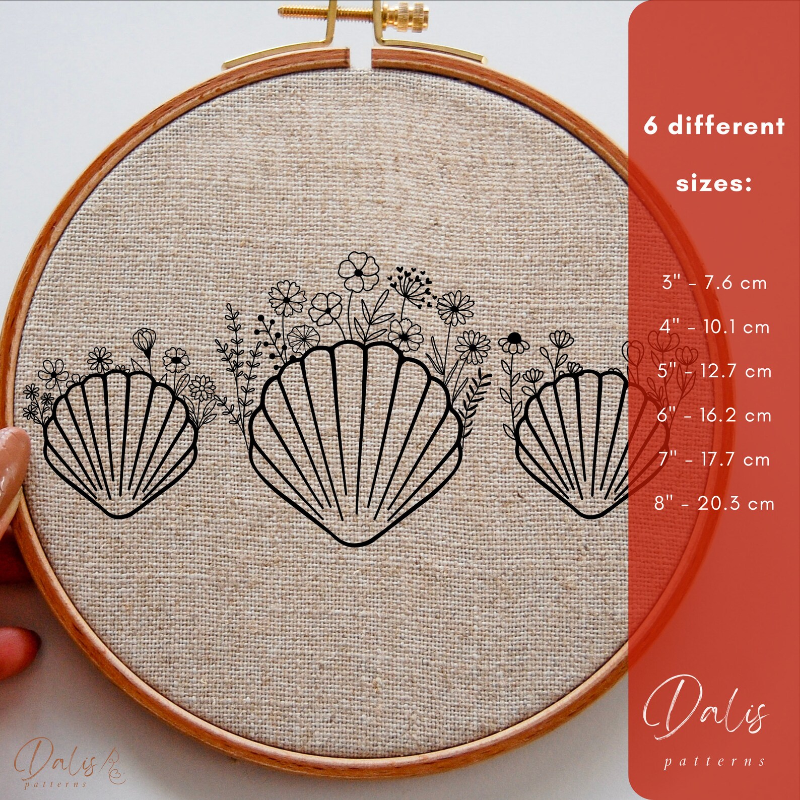 Seashells Hand Embroidery Pattern, Summer Embroidery PDF Design ...