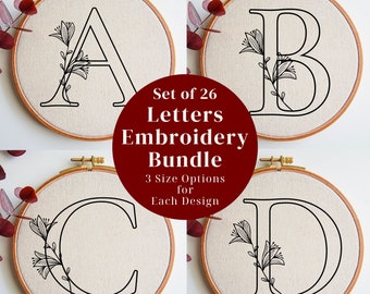 Alphabet Embroidery Design, Monogram Hand Embroidery Pattern, Letters Embroidery PDF Template, Initial Stitching Pattern, Custom Embroidery