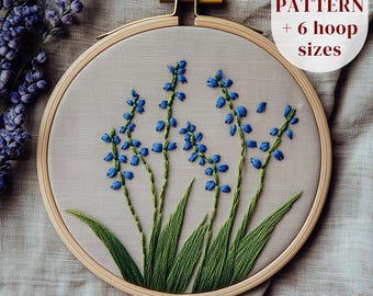 Lelietje-van-dalen borduurontwerp, bloemen handborduurpatroon, pdf-sjabloon borduren voor beginners, bloemsteekpatroon, DIY Craft