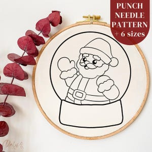 Christmas Santa Claus Punch Needle Pattern, Digital Download Punch Needle Template, Beginner Needlework Embroidery Design, Christmas Decor